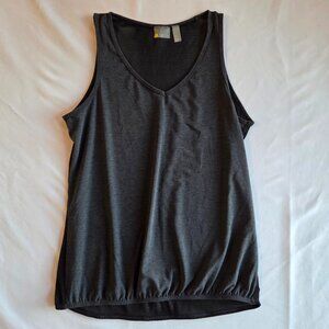 Zella Tank Top | Charcoal Gray | V-Neck | Ribbed | Elastic Hem | Size Medium